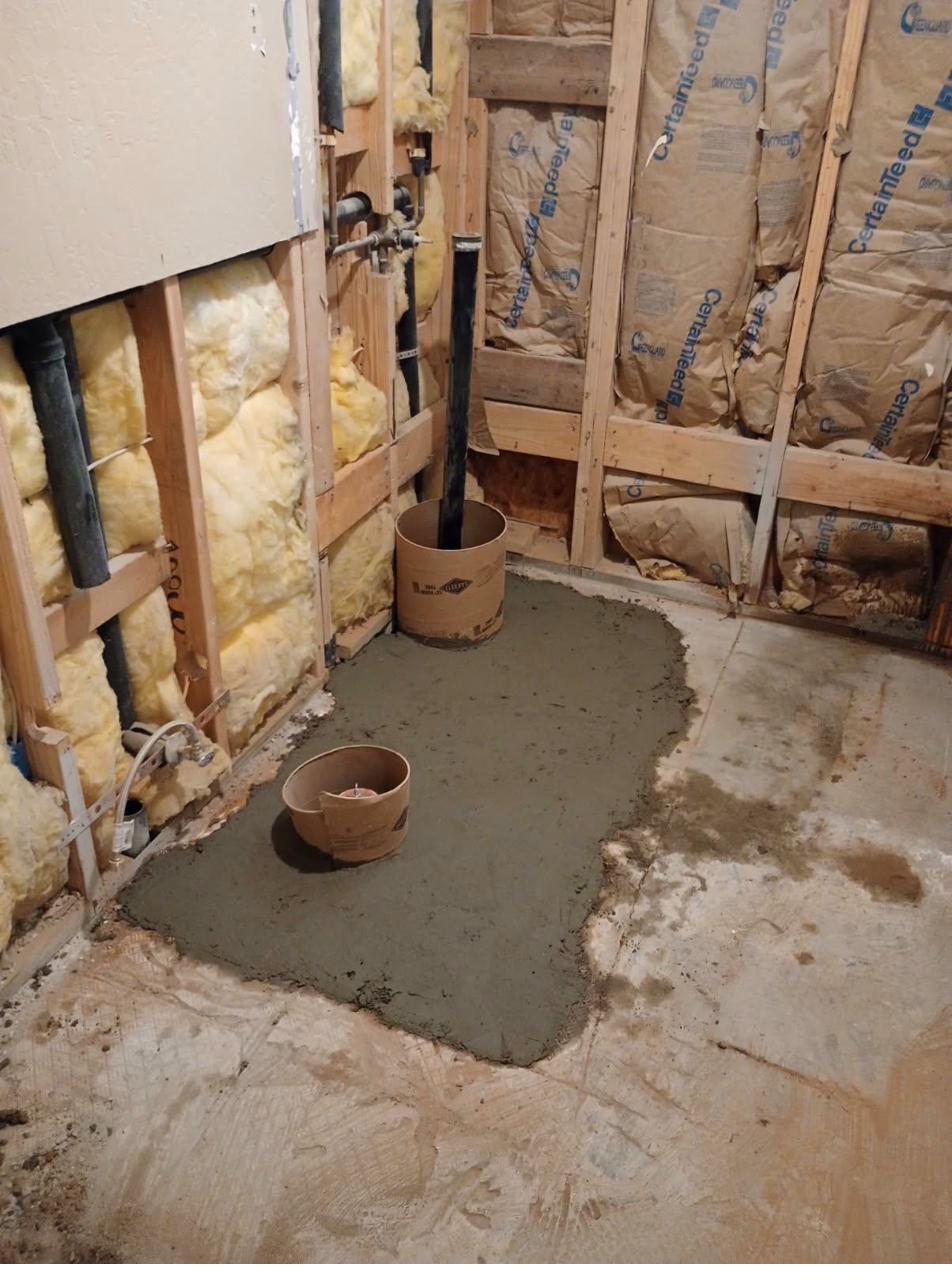 Concrete pour for drain lines